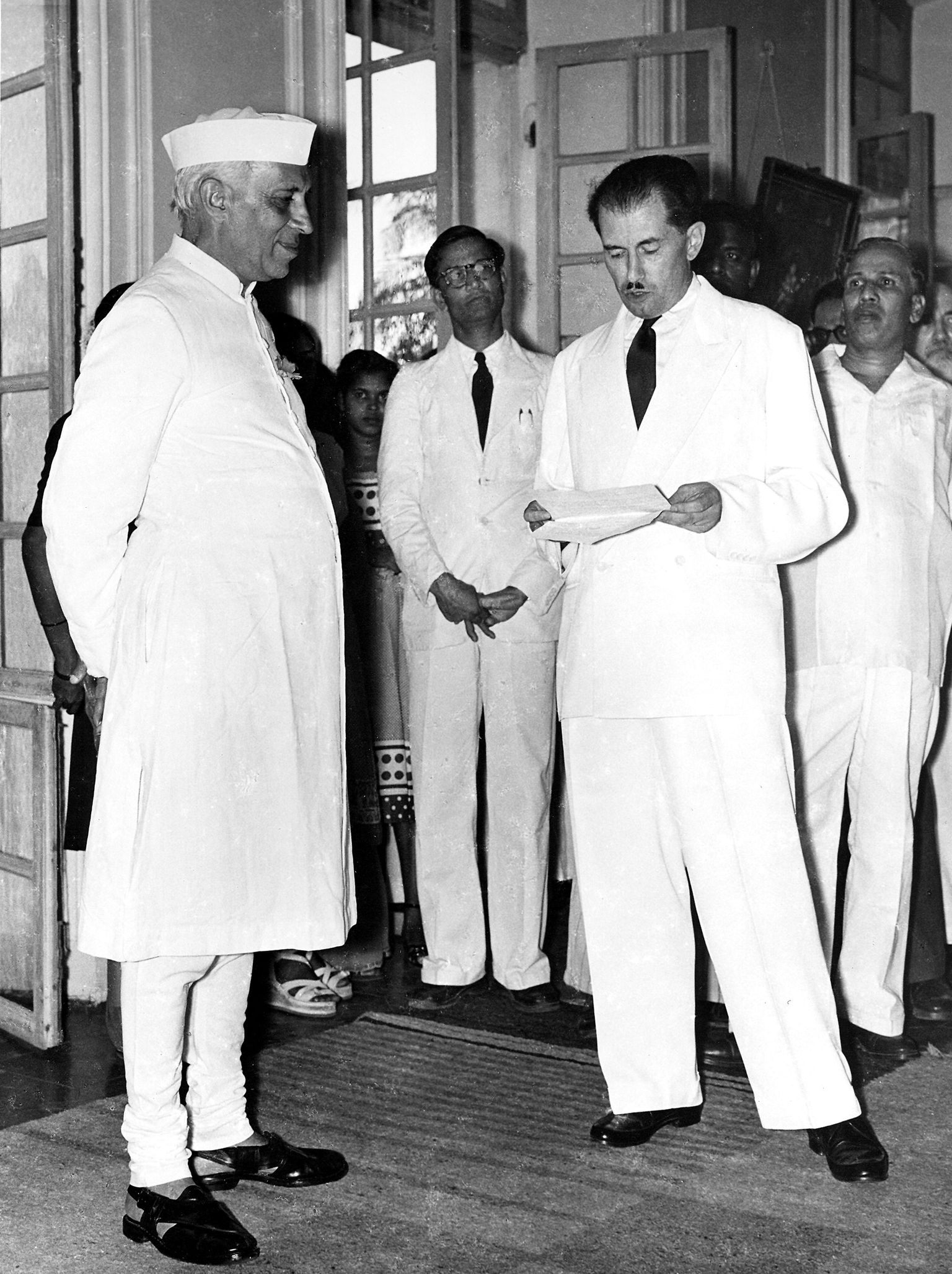 Jean Filliozat et Jawaharlal Nehru, premier ministre de l’Inde